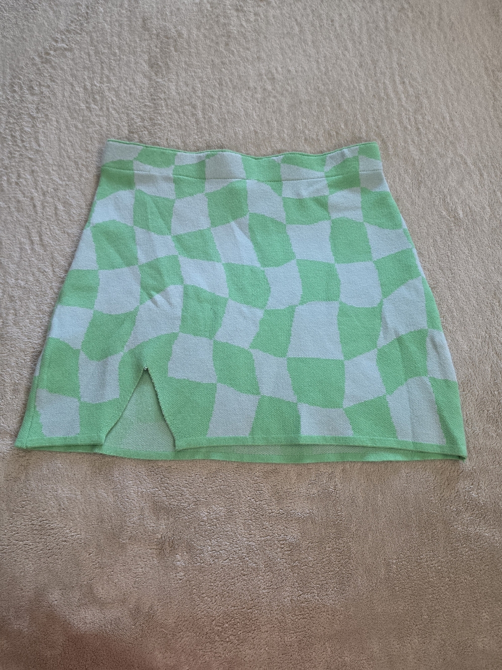 Double Zero Mint Green & White Checker Knit Mini Skort